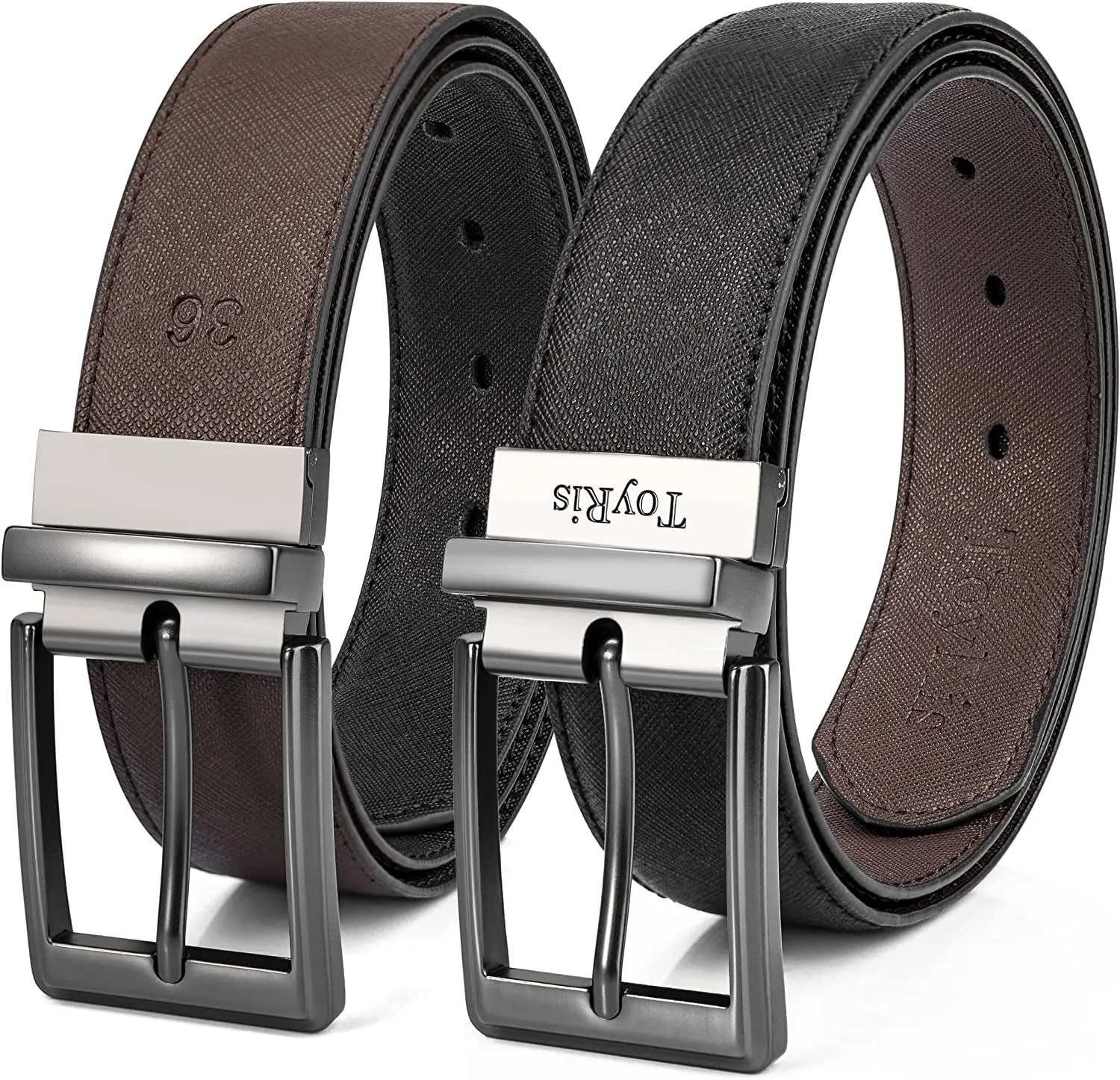 100% Leather Reversible Belt Men'S Belt 1 3/8 Wide Classic Buckle Genuine Leather Belts