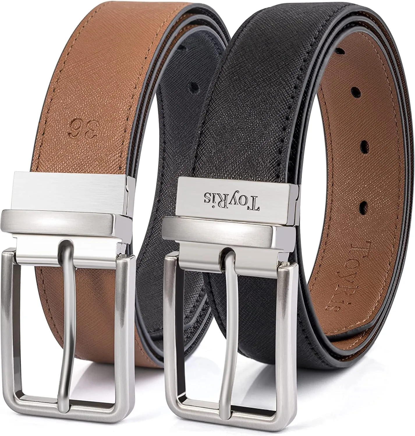 100% Leather Reversible Belt Men'S Belt 1 3/8 Wide Classic Buckle Genuine Leather Belts