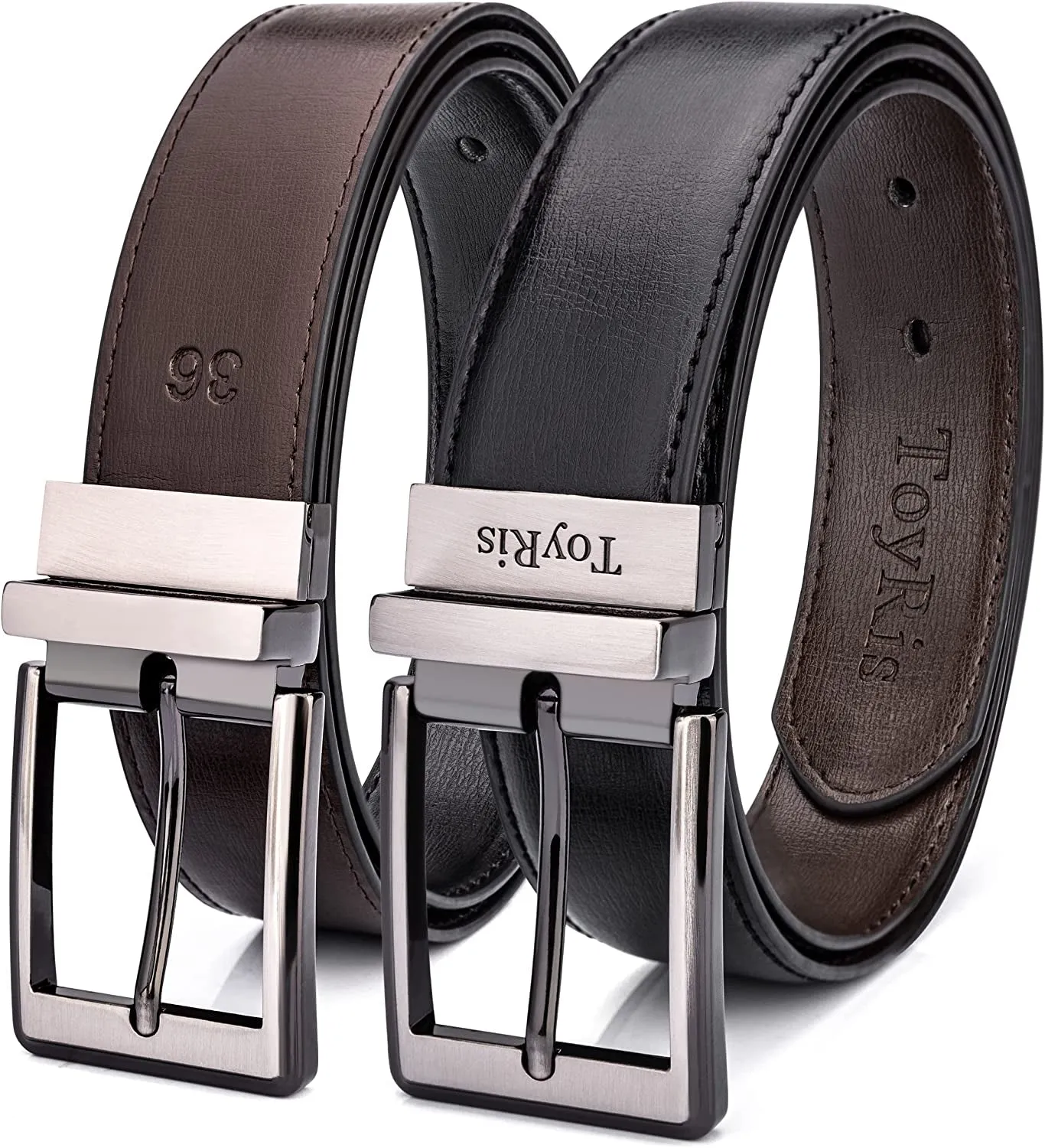 100% Leather Reversible Belt Men'S Belt 1 3/8 Wide Classic Buckle Genuine Leather Belts