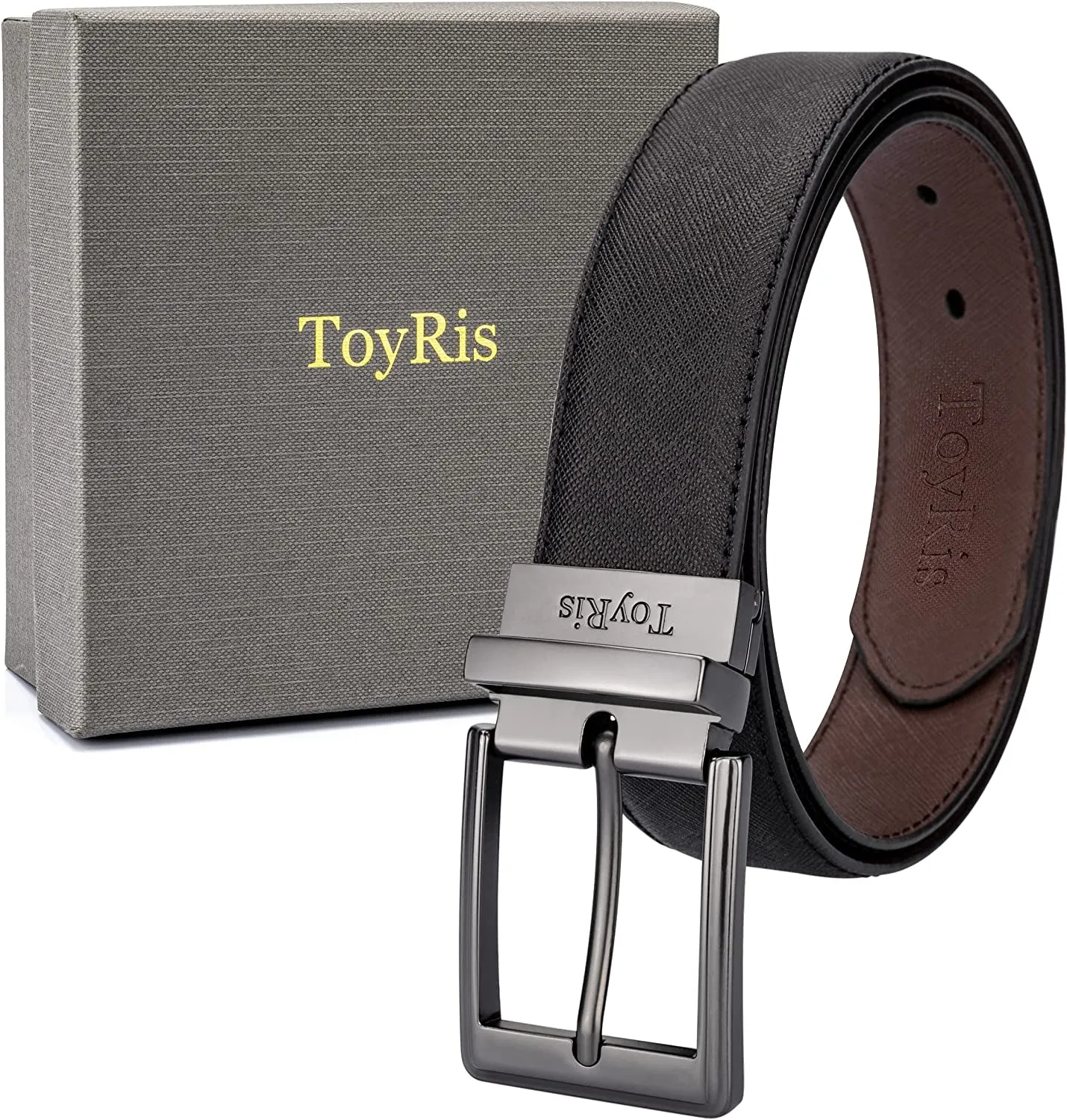 100% Leather Reversible Belt Men'S Belt 1 3/8 Wide Classic Buckle Genuine Leather Belts