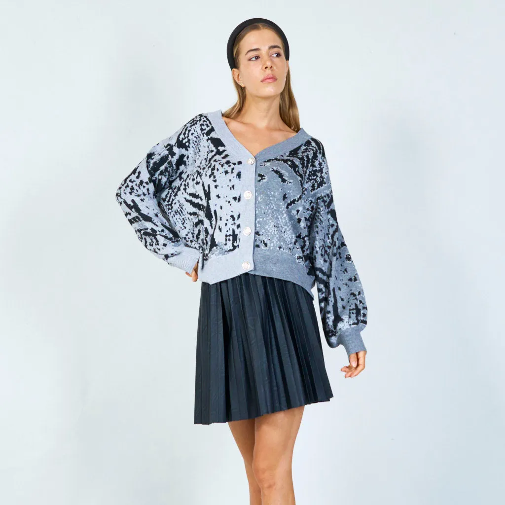 Abstract pattern button cardigan wholesale