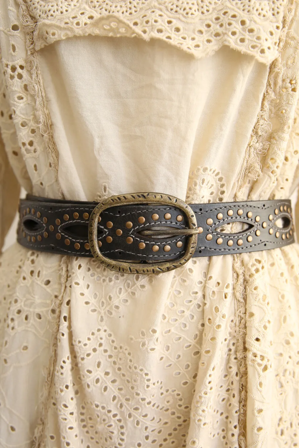 ART N' VINTAGE VISTA LEATHER BELT CHARCOAL