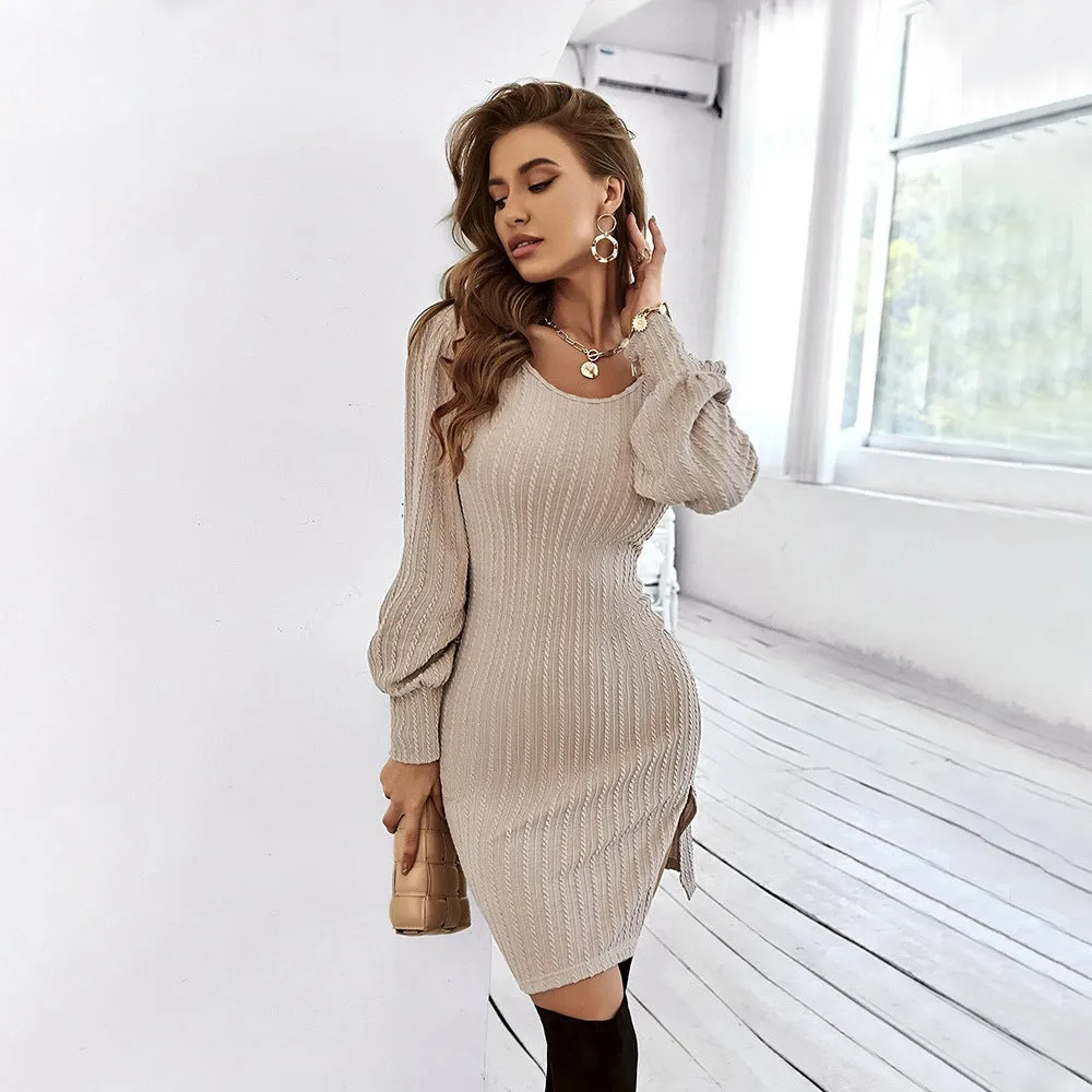 Backless Lace Knitting Dress