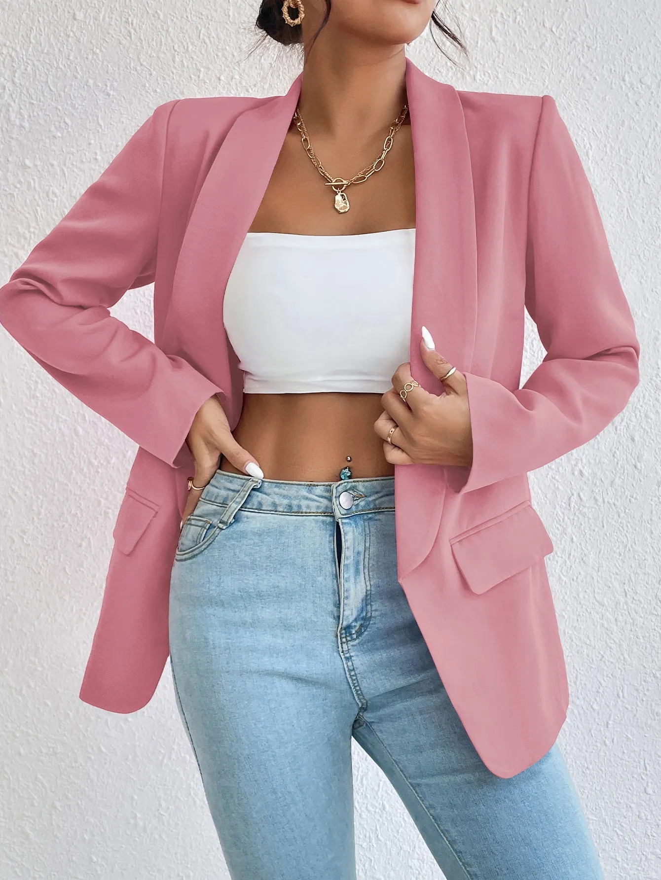 Basic Casual Solid Color Blazer