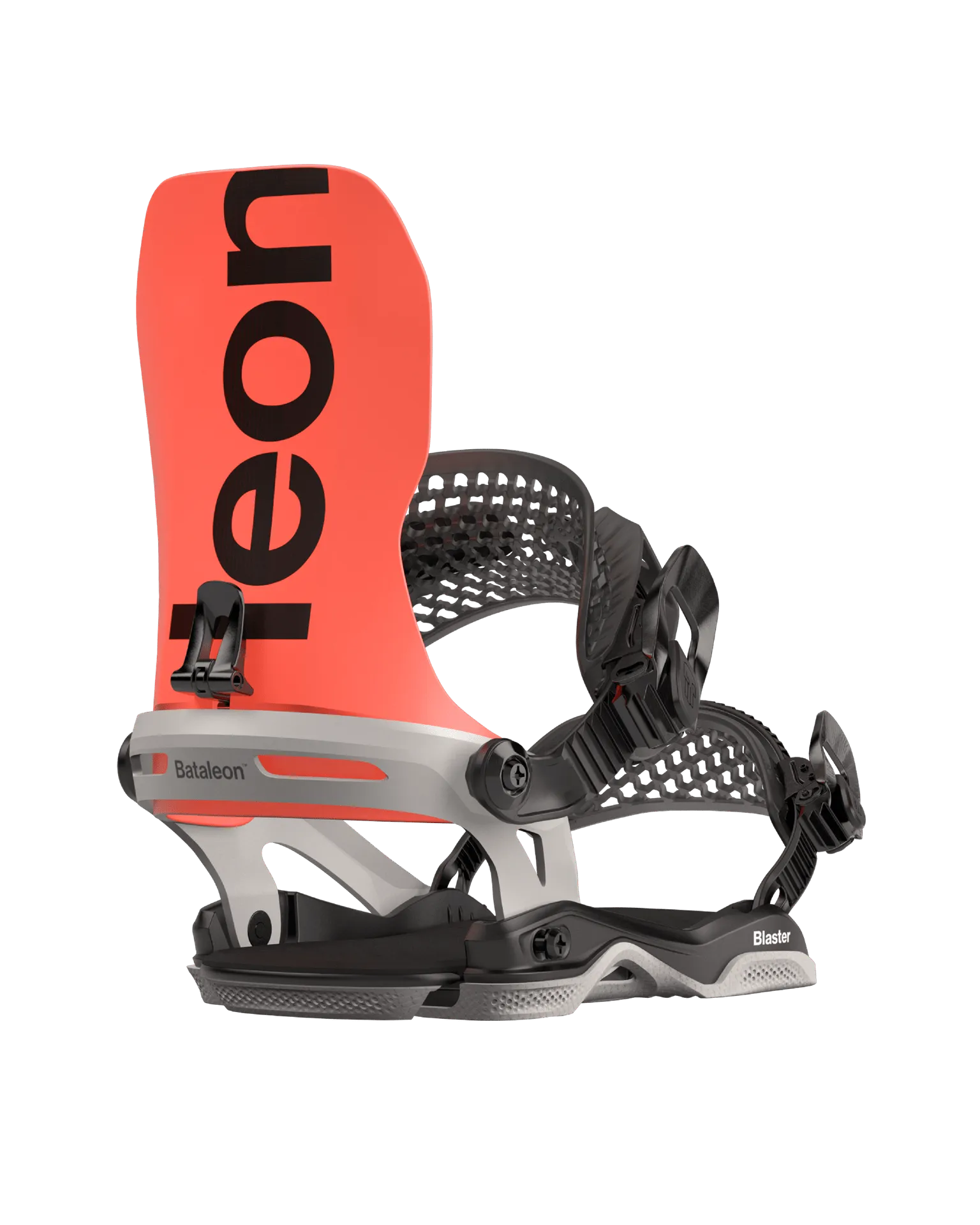 BATALEON Blaster AsymWrap Snowboard Bindings Neon Red/Glacier Gray 2024