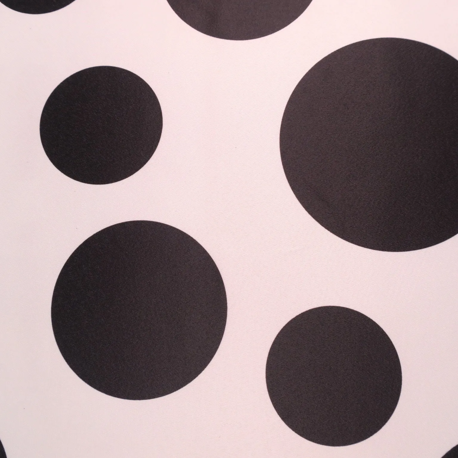 Black Circles on White Printed Polyester Mikado Fabric