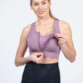 Capucine 2 - High Neck High Support Nursing & Hands Free Pumping Sports Bra (Lavender Smoke)