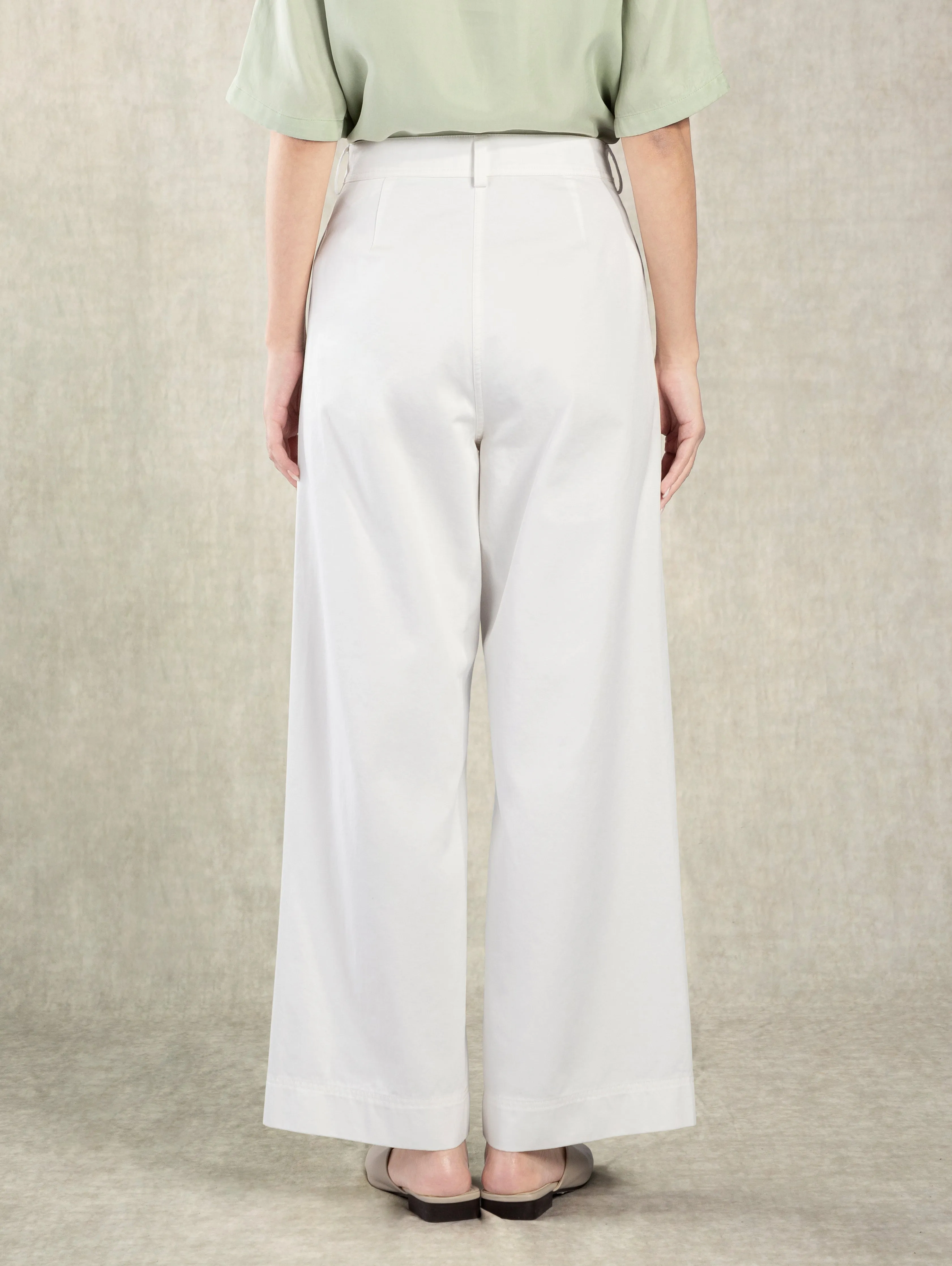 Cotton Wide Leg Pants Pure White