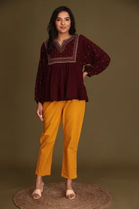 Cotton Woven Pant with Embroidered Work