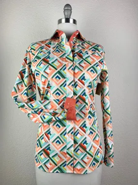 CR Western Pro Geometric Green and Coral- FINAL SALE