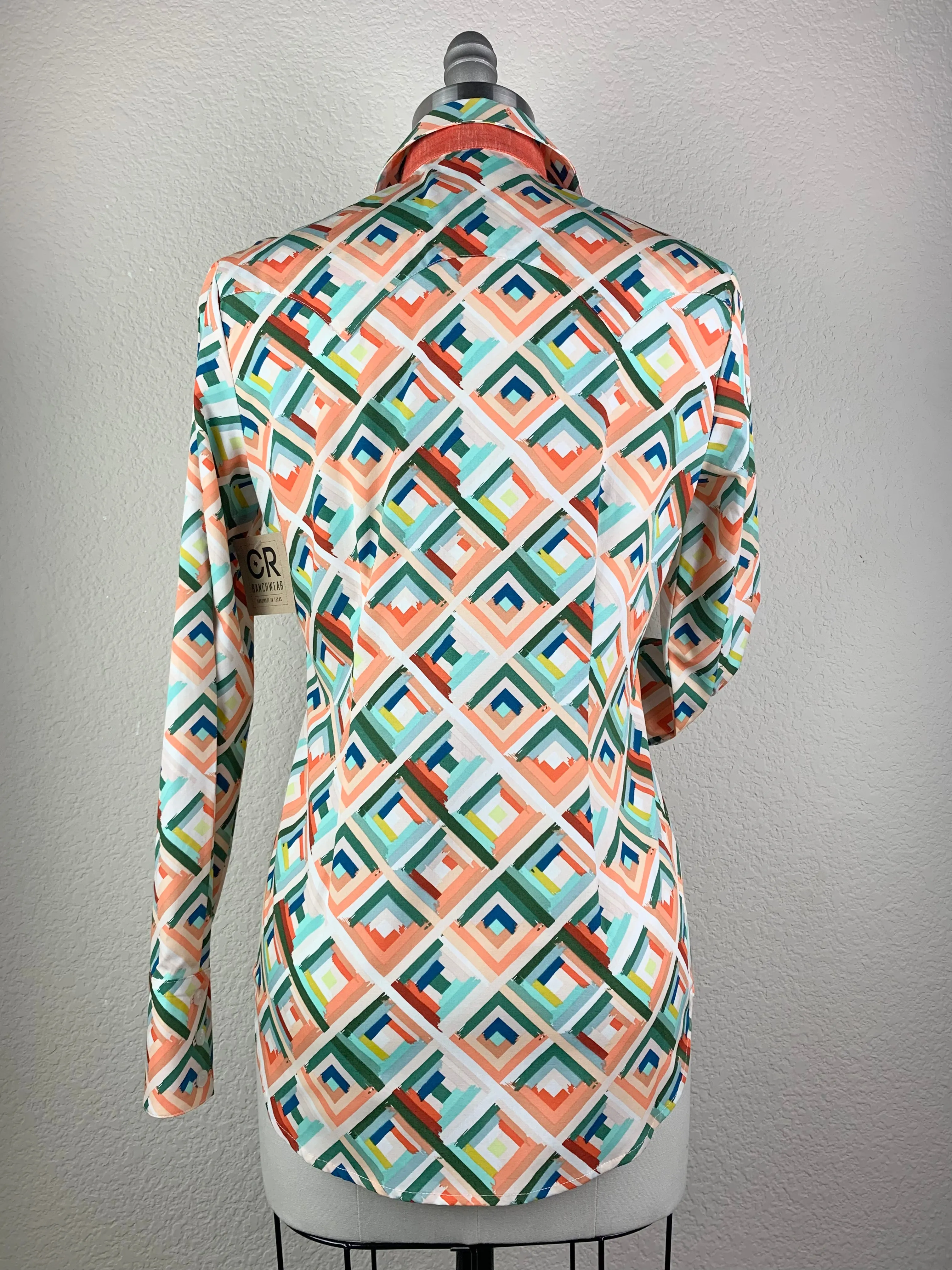 CR Western Pro Geometric Green and Coral- FINAL SALE