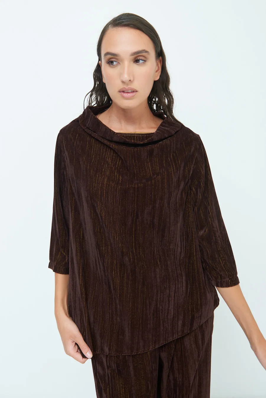 Crushed velvet 3/4 sleeve top wholesale