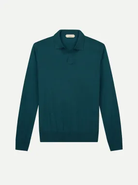 Extrafine Merino Buttonless Polo Forest Green