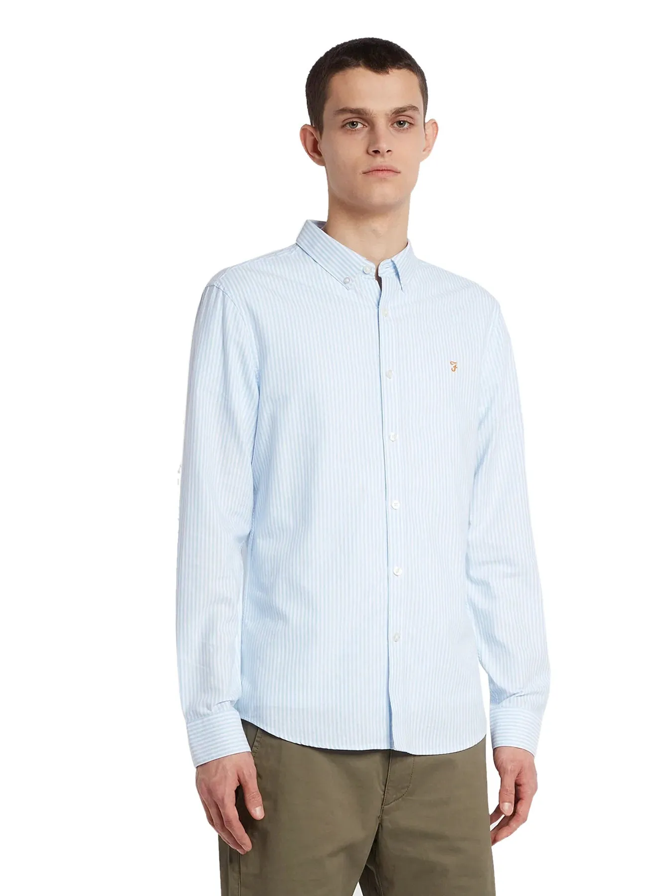 Farah Mens Brewer Stripe Oxford Shirt - Long Sleeved