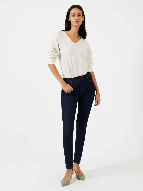 French Connection Ebba Vhari V Neck Jumper-Oatmeal Melange-78KZI