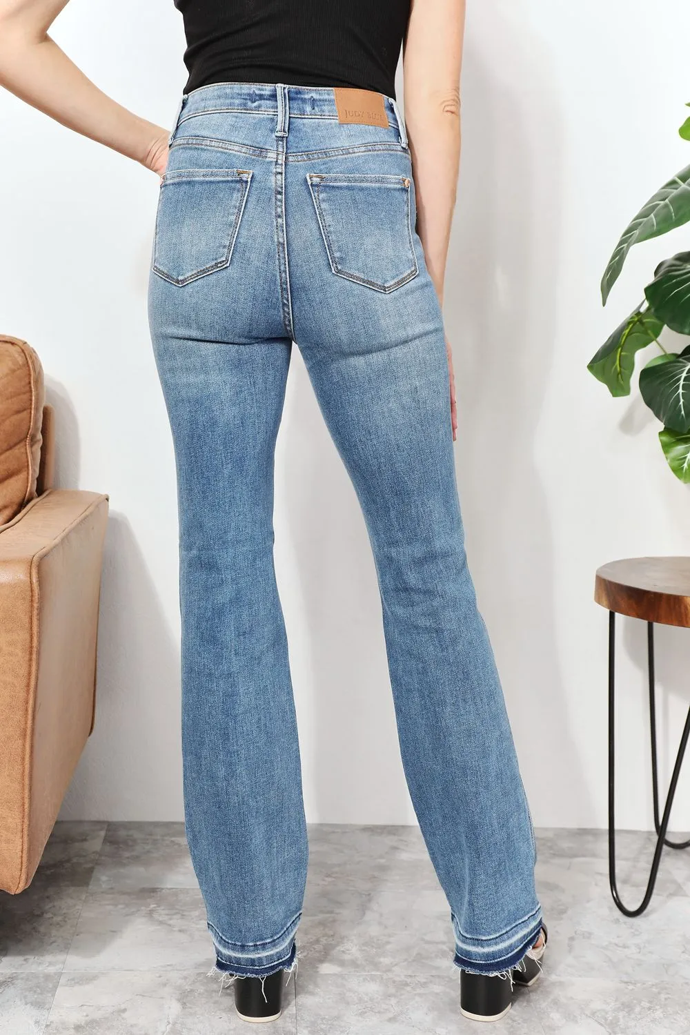 Judy Blue, High Waist Tummy Control Release Hem Slim Boot Cut Jeans 88626