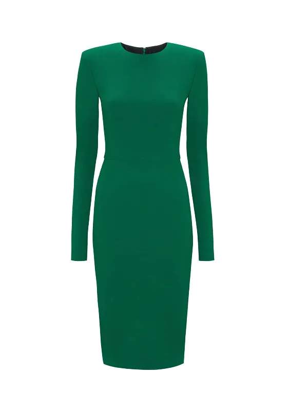 Long Sleeve Fitted Dress in Viridian