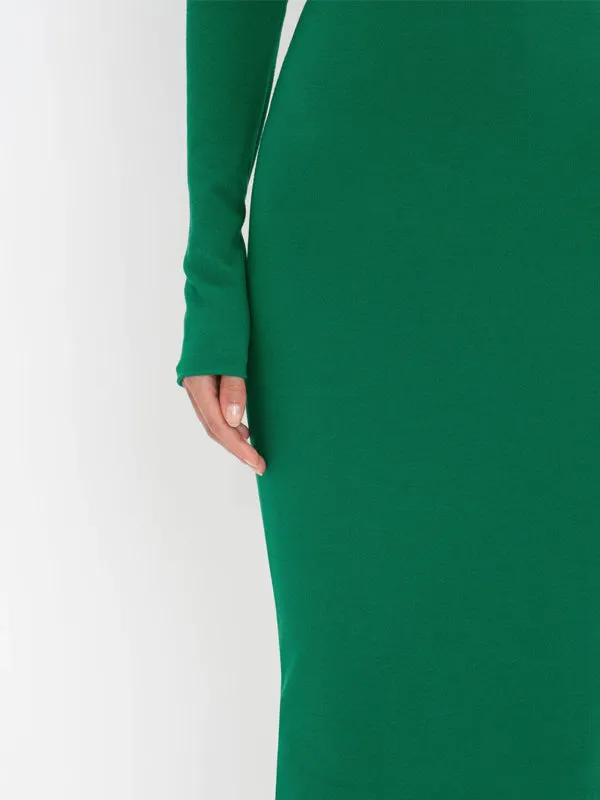 Long Sleeve Fitted Dress in Viridian