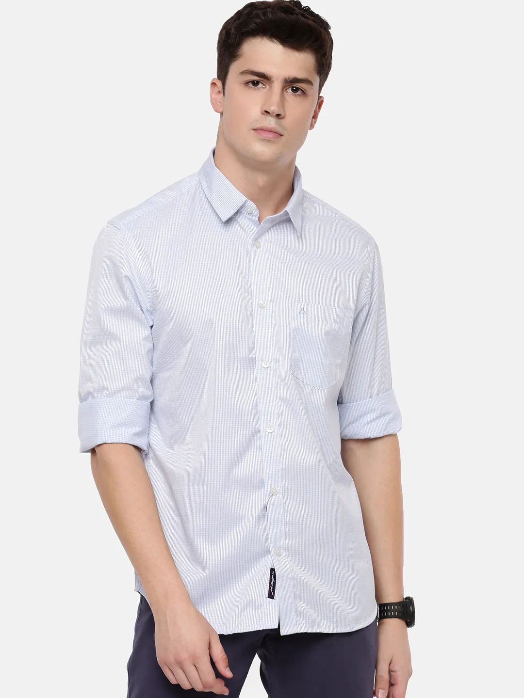 MEN'S BLUE CHECK SLIM FIT SHIRT