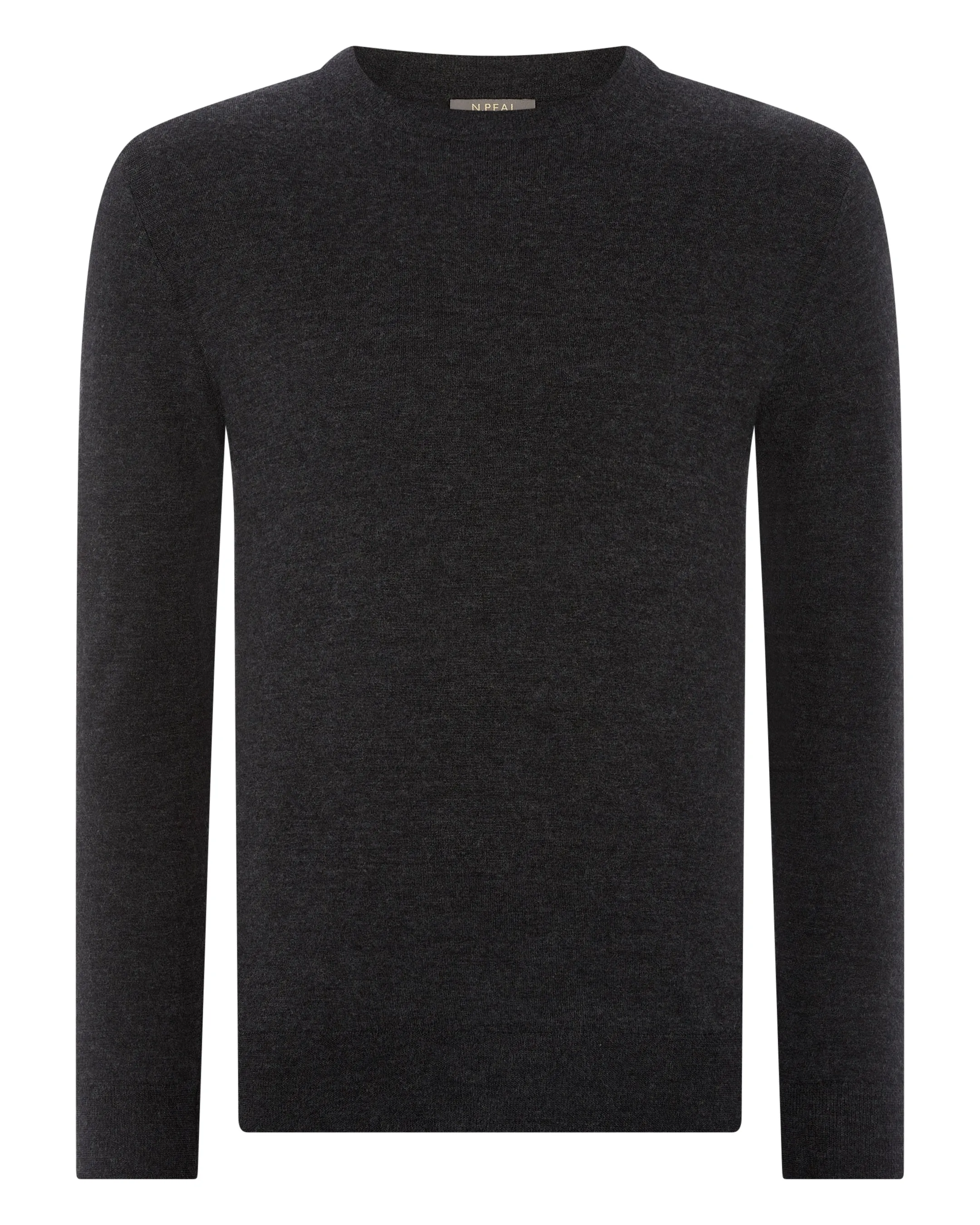 Men's Covent Fine Gauge Cashmere Round Neck Sweater Dark Charcoal Grey