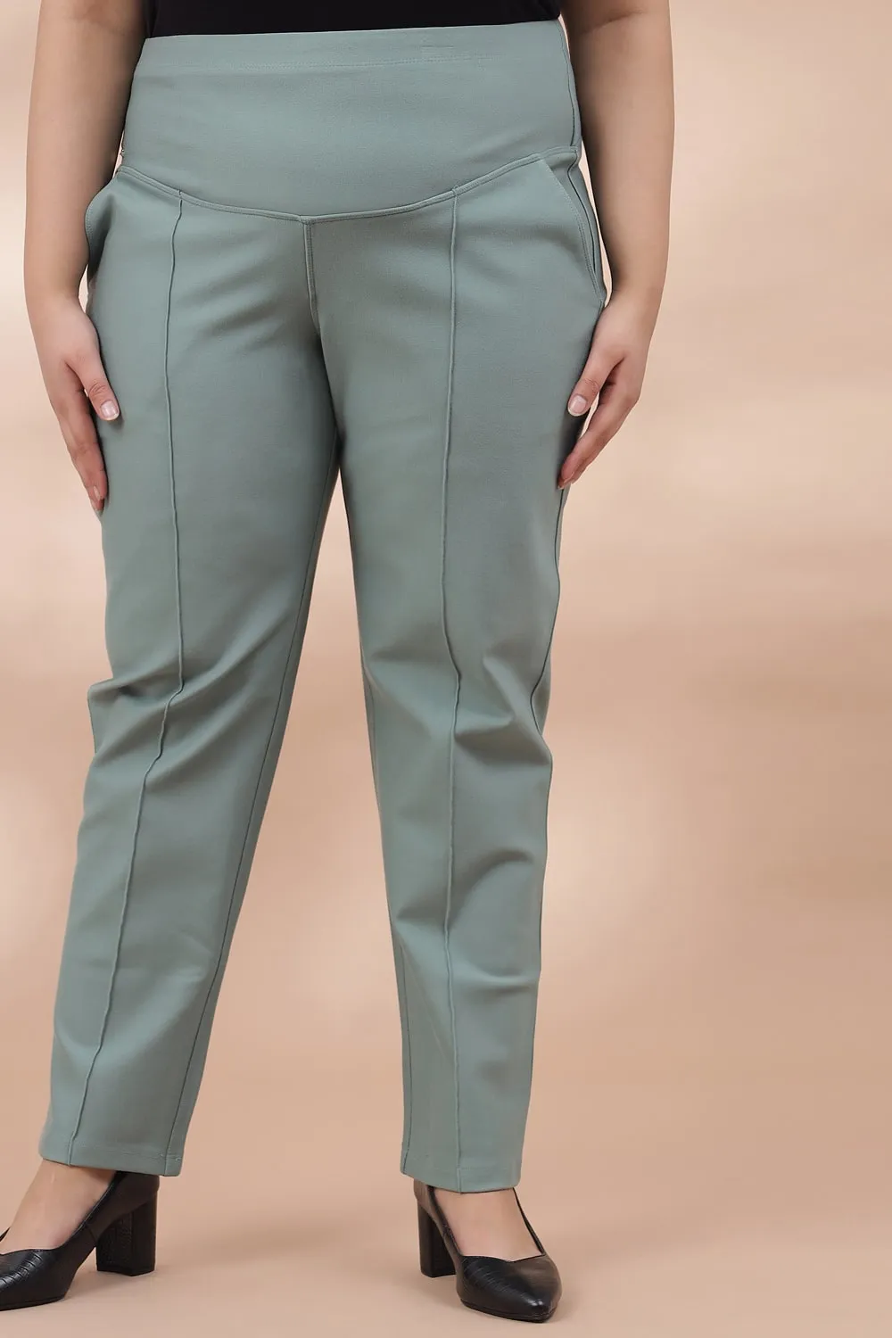 Mint Green Crease Seam Tummy Tucker Pants