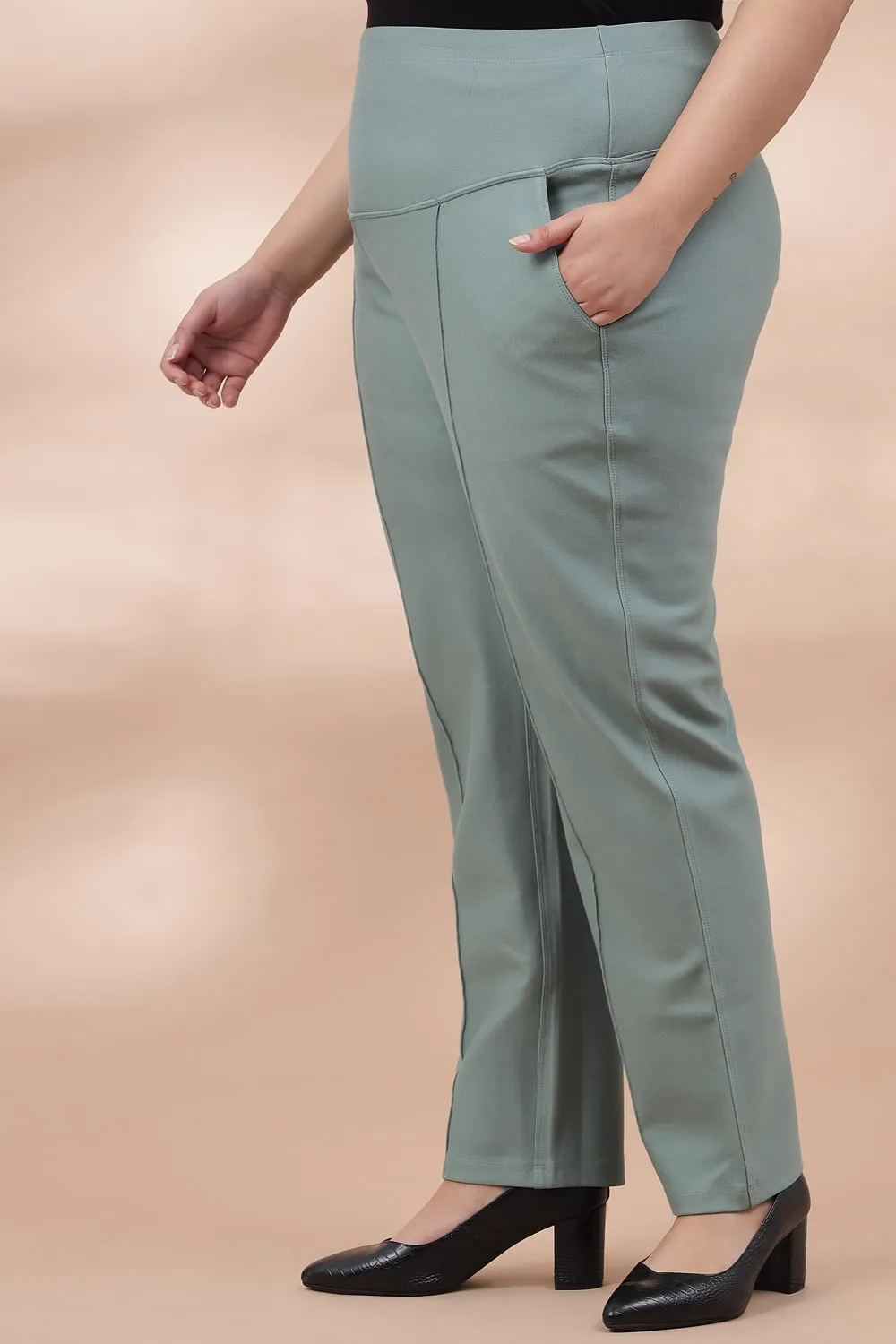 Mint Green Crease Seam Tummy Tucker Pants