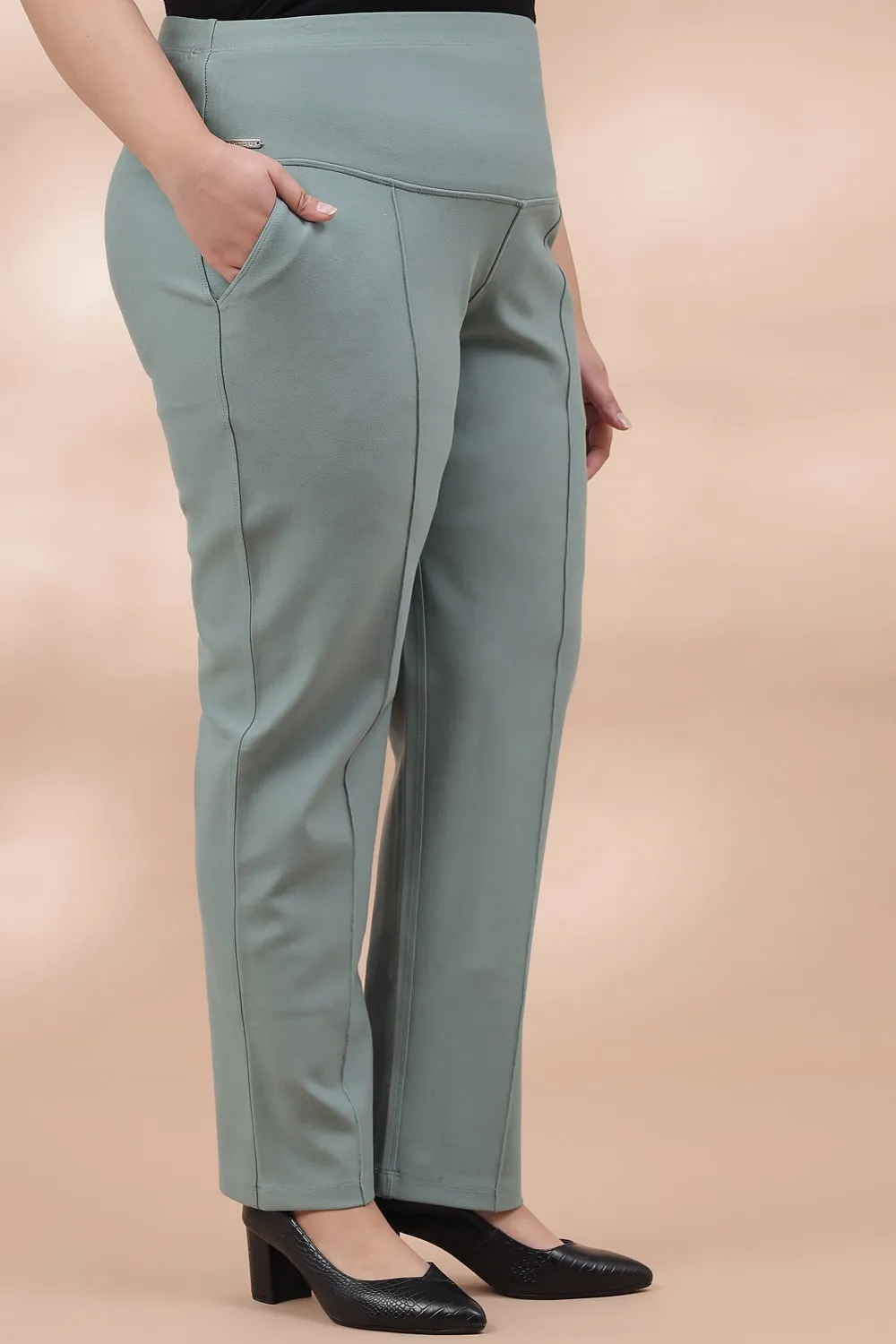 Mint Green Crease Seam Tummy Tucker Pants