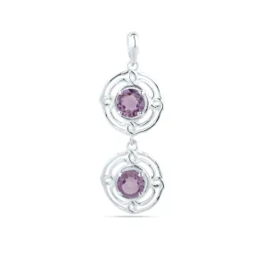 Natural Amethyst Pendant Round Amethyst Designer Pendant Unique Pendant Solid Sterling Silver