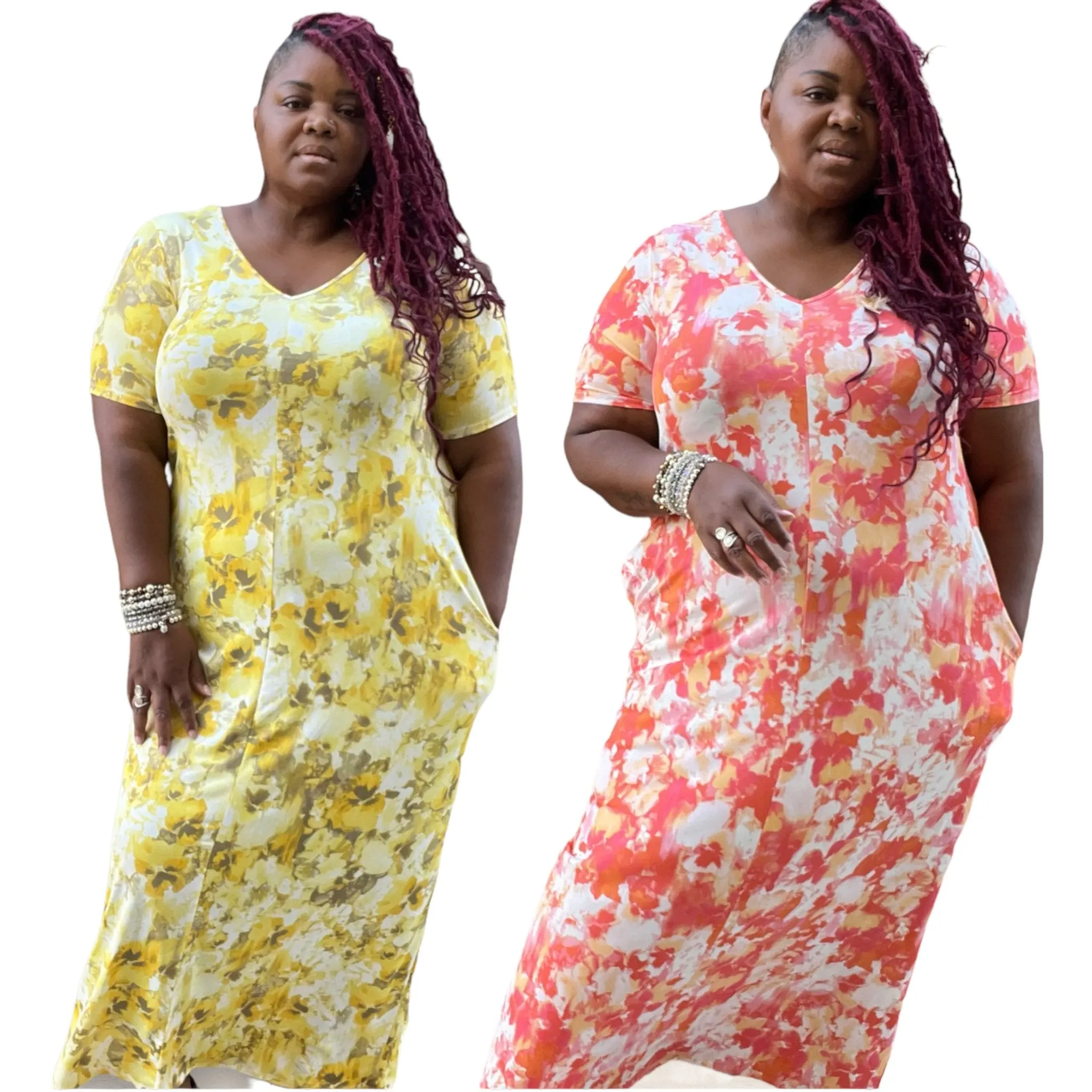 Plus Size Splash Print Maxi Dress