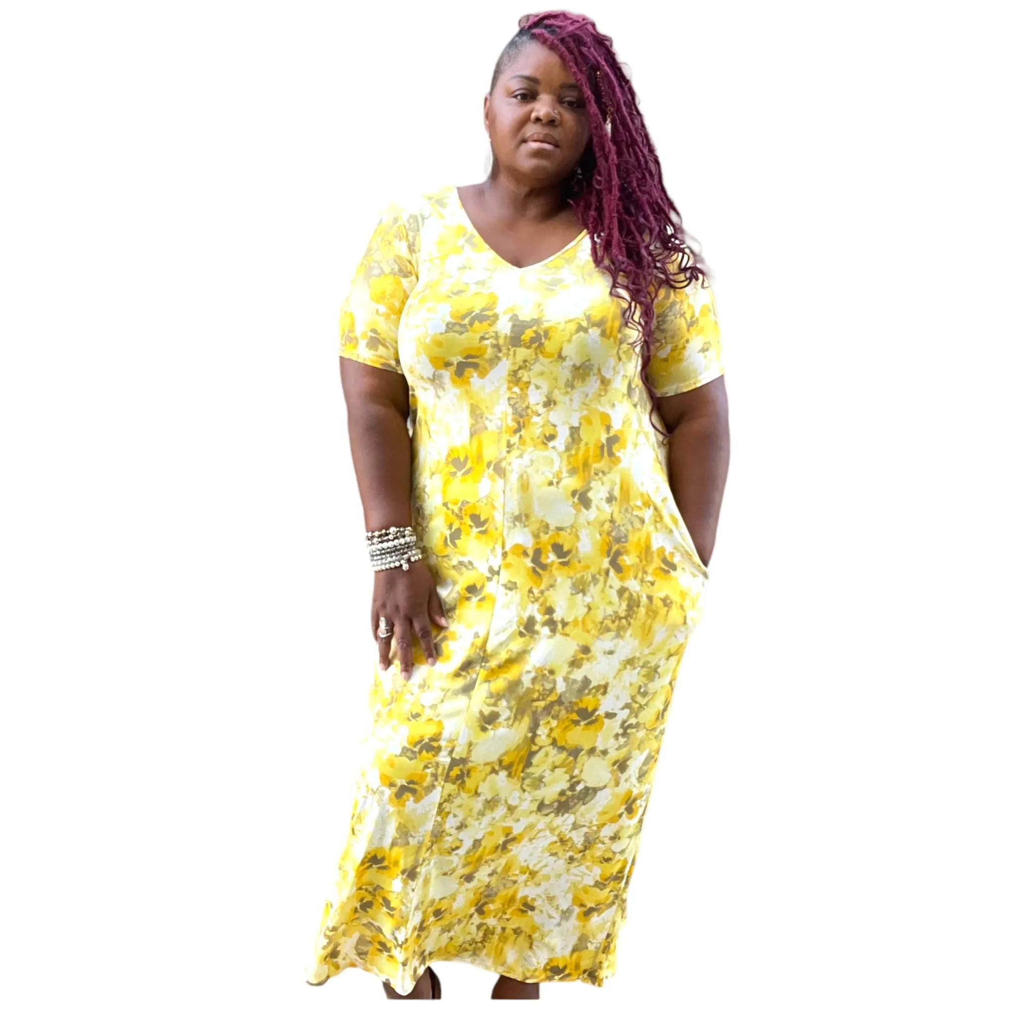 Plus Size Splash Print Maxi Dress