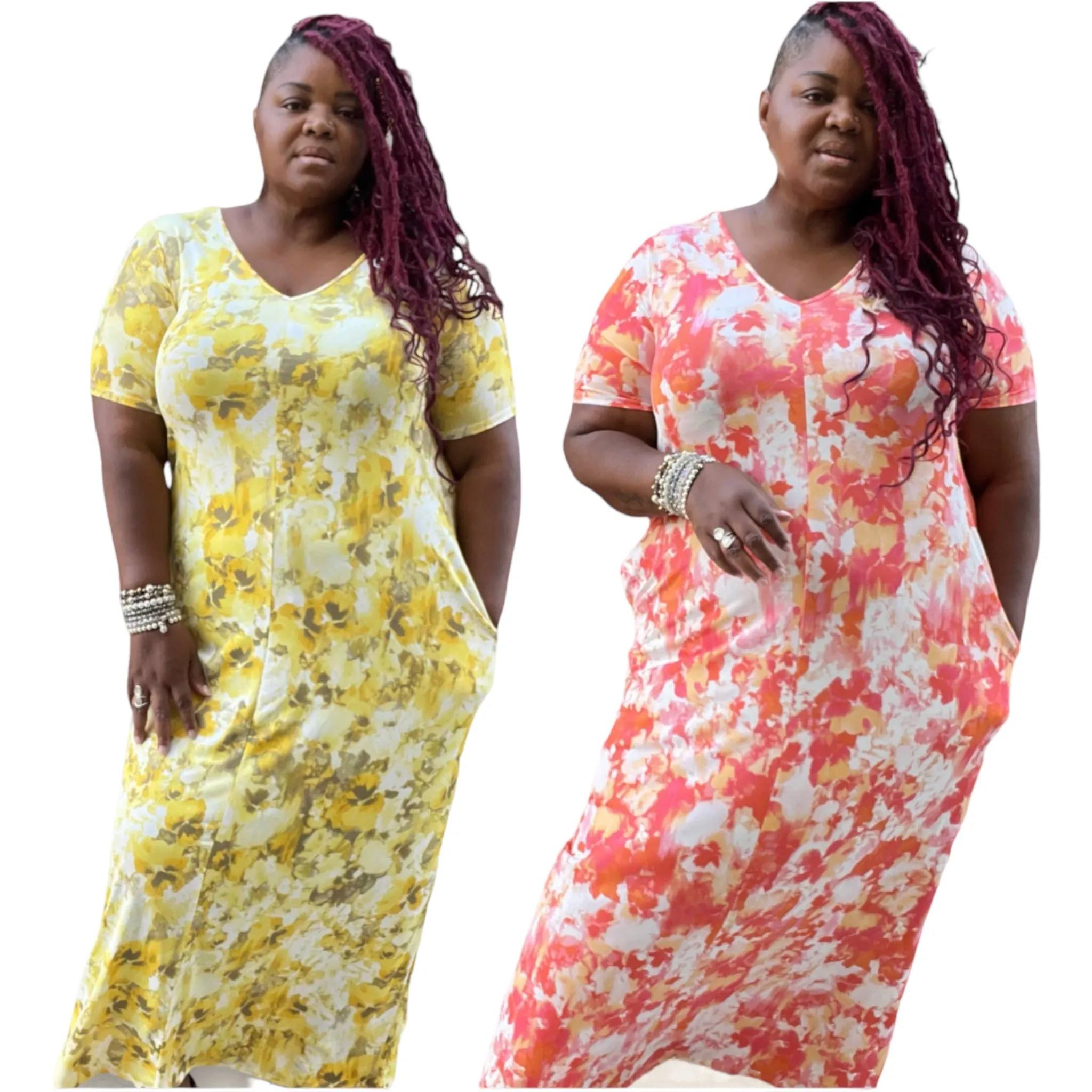 Plus Size Splash Print Maxi Dress