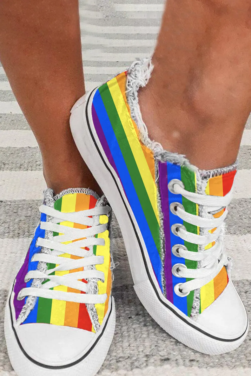 Rainbow Pride Canvas Shoes Low Top Lace up Sneakers Casual Shoes