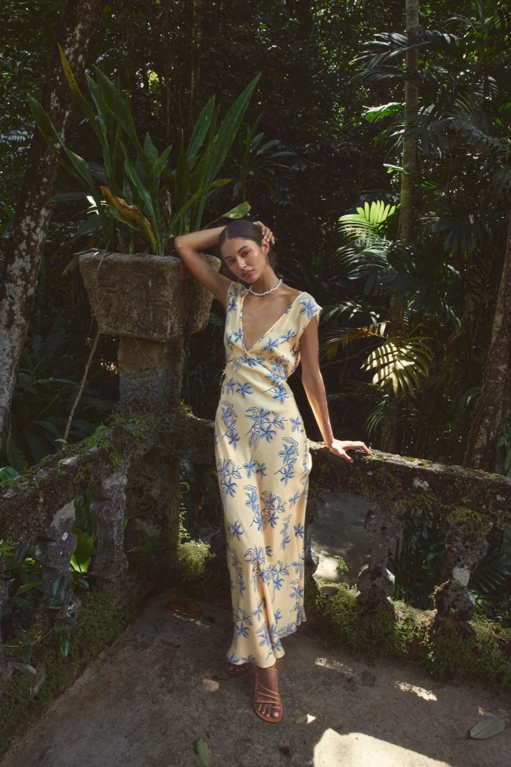 Sunlit Isle Bias Cut Maxi Dress Iris