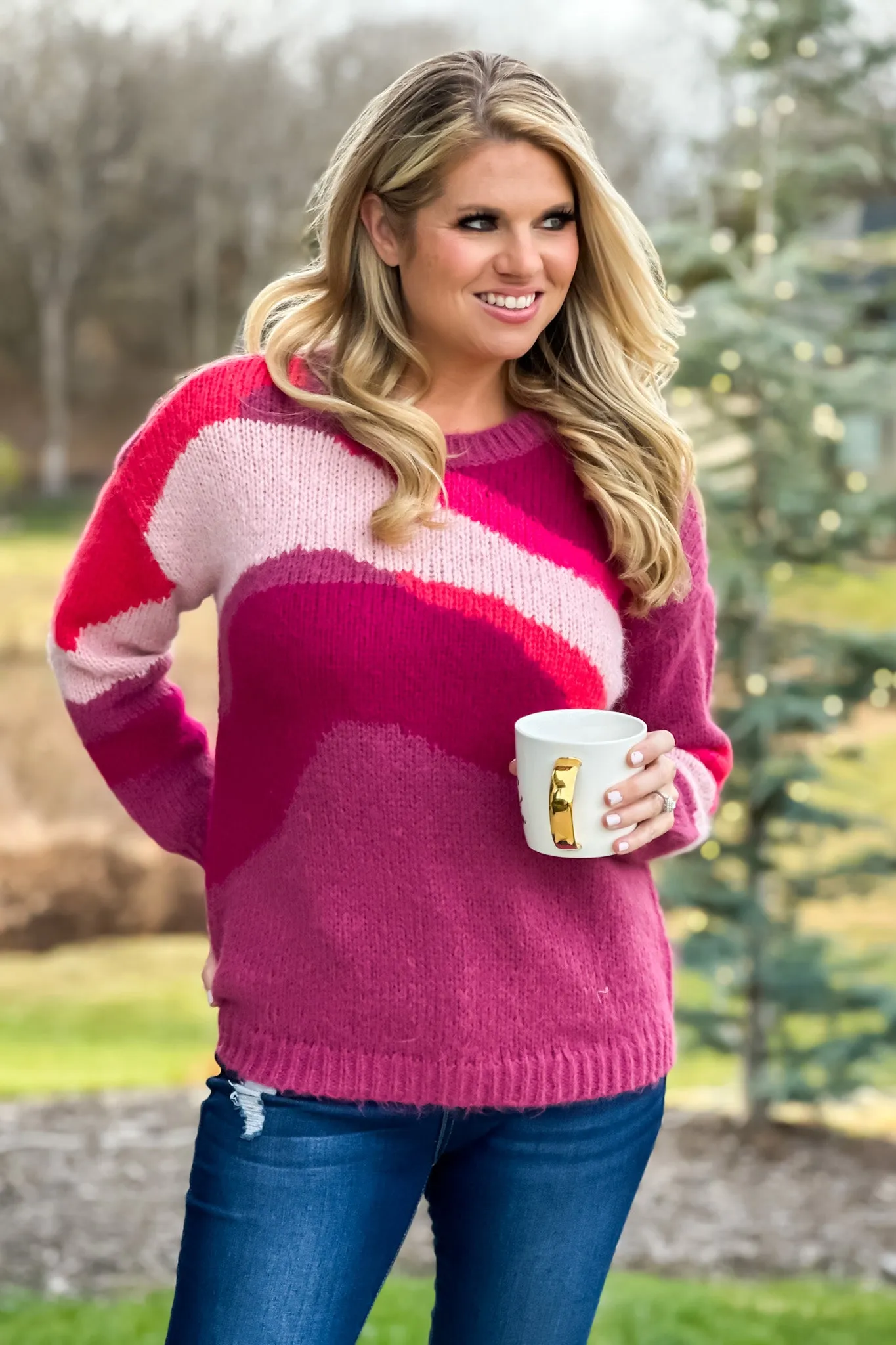 Tribal Snow Adventures Color Swirl Sweater : Plum/Pink