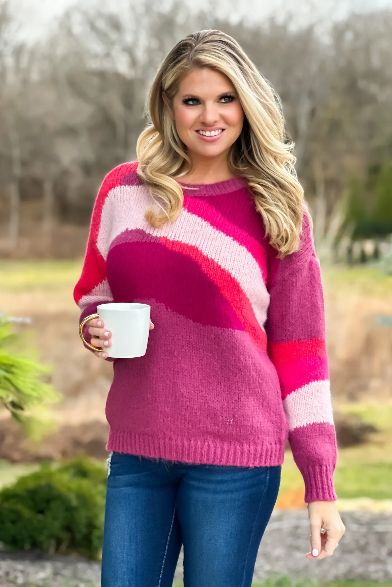 Tribal Snow Adventures Color Swirl Sweater : Plum/Pink