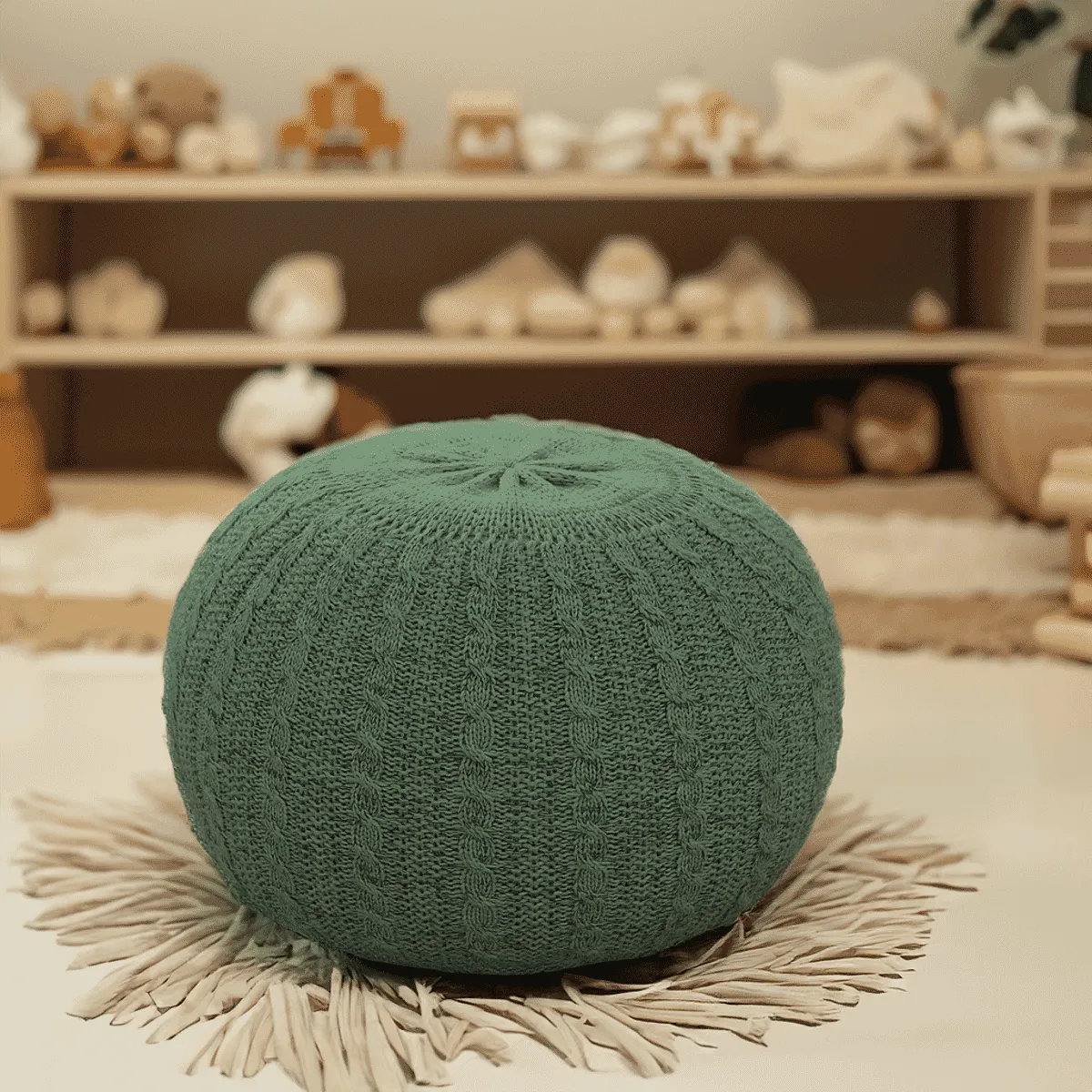 Tutti Bambini Knitted Pouffe - Sage Green