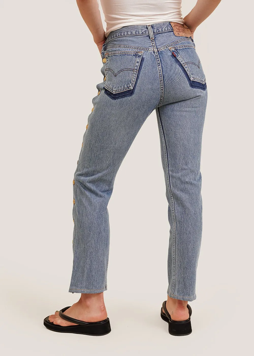 Vintage Side Buttons Jeans