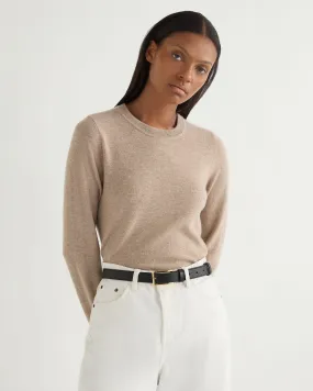 Women's Hallie Round Neck Cashmere Sweater Oatmeal Brown