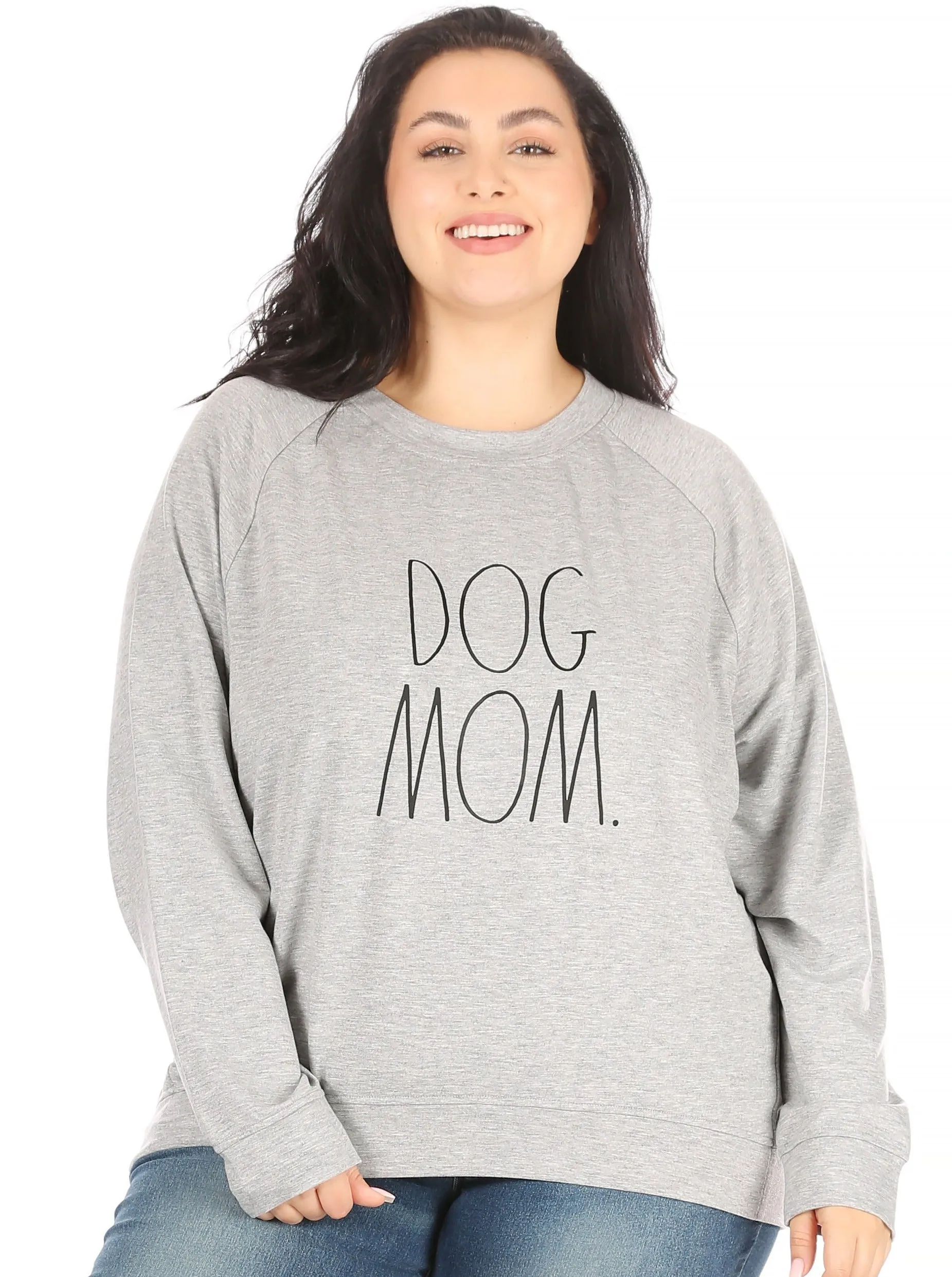 Women's "DOG MOM" Plus Size Studio Raglan Pullover Sweatshirt